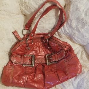 Coral colored shoulder bag